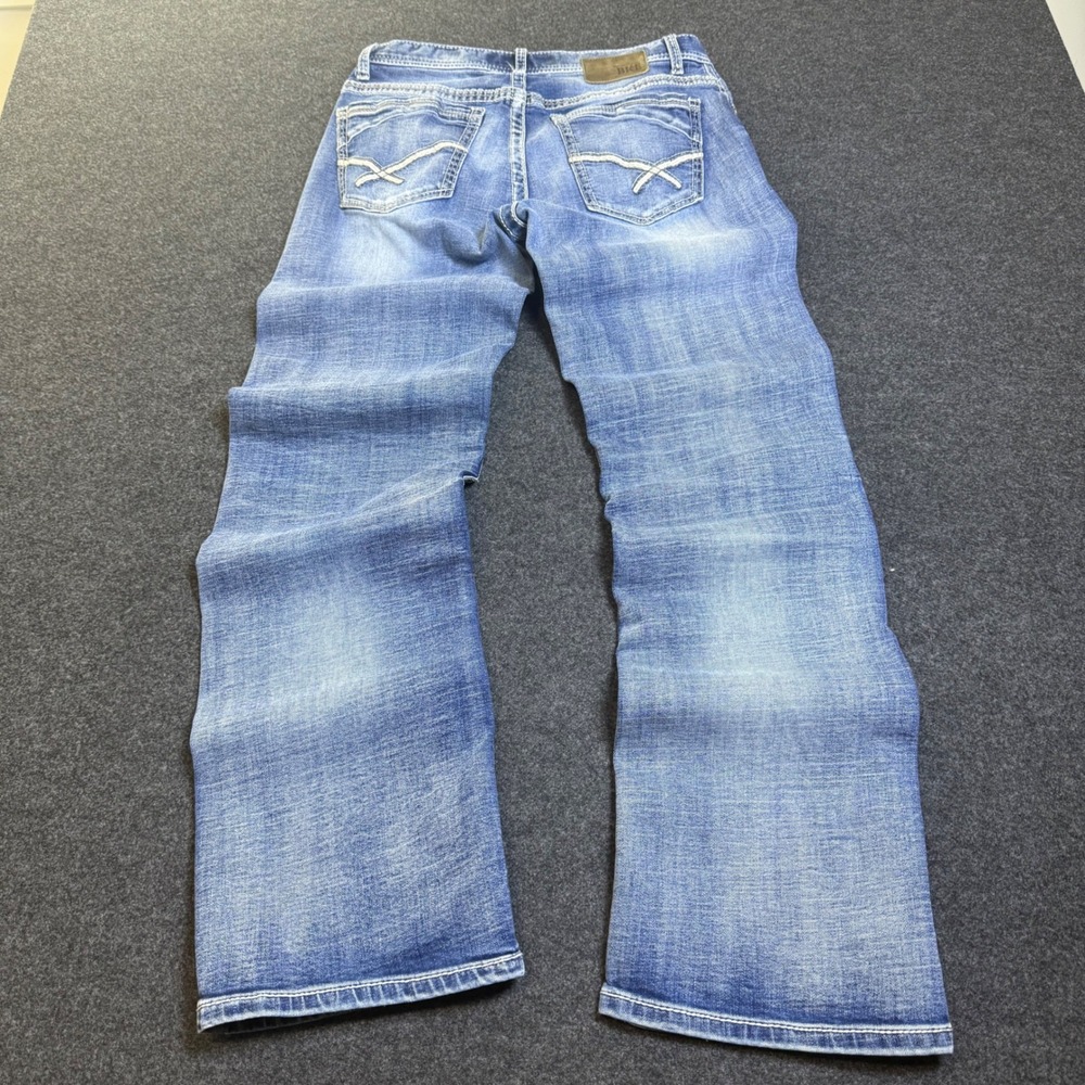 BKE Tyler Bootleg Jeans Mens 32L Blue Medium Wash Y2K Heavy Stitch Denim